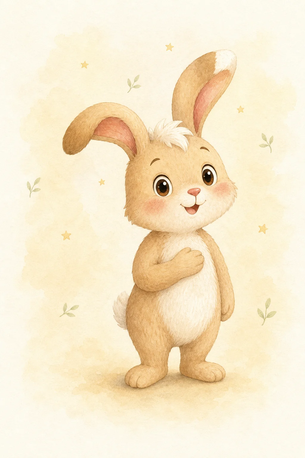 A warm watercolor portrait of Nino the rabbit